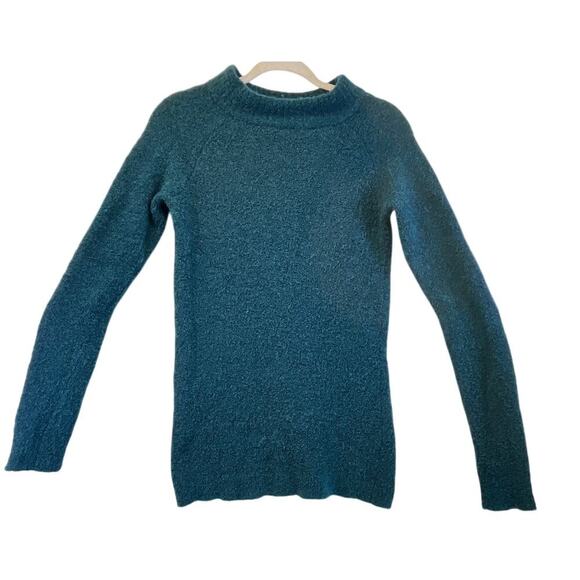 Talbots Womens M Teal Crew Neck Wool Blend Office Wear Cozy FLAW - Picture 1 of 9